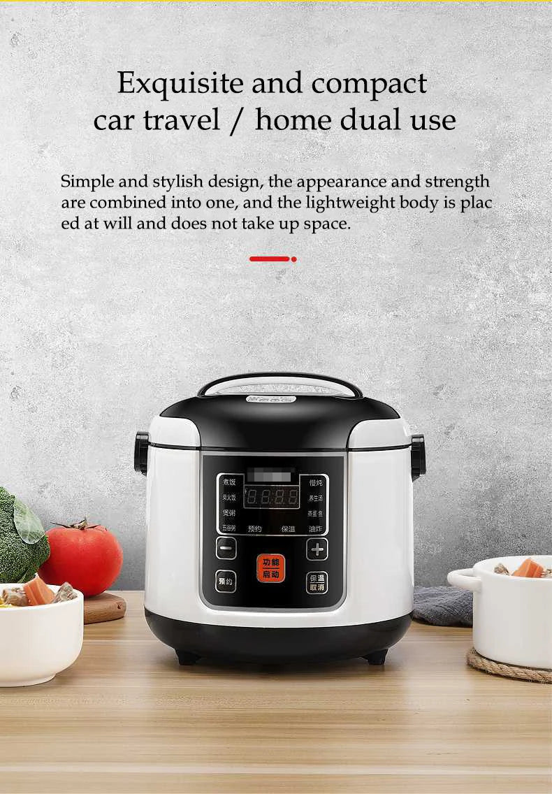 2L Electric Rice Cooker for Car Truck Home 12V/24V Multicooker Soup Porridge Food Steamer Lunch Box