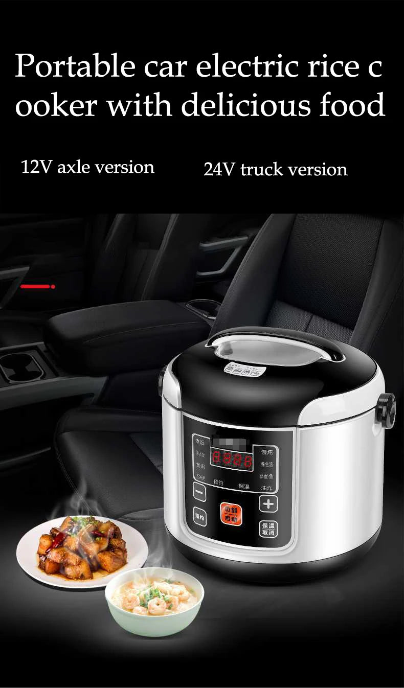 2L Electric Rice Cooker for Car Truck Home 12V/24V Multicooker Soup Porridge Food Steamer Lunch Box