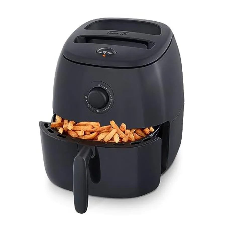 Compact 6 Quarts Air Fryer with AirCrisp Technology Nonstick Fry Basket Adjustable Temperature Control Auto Shut-Off Black