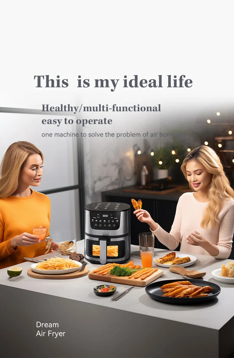 1250W Oil Free Air Fryer Oven LED Touch Panel Air Fryer Air Fryer Toaster Oven Combo with Presets Roast, Bake, Broil and Air Fry