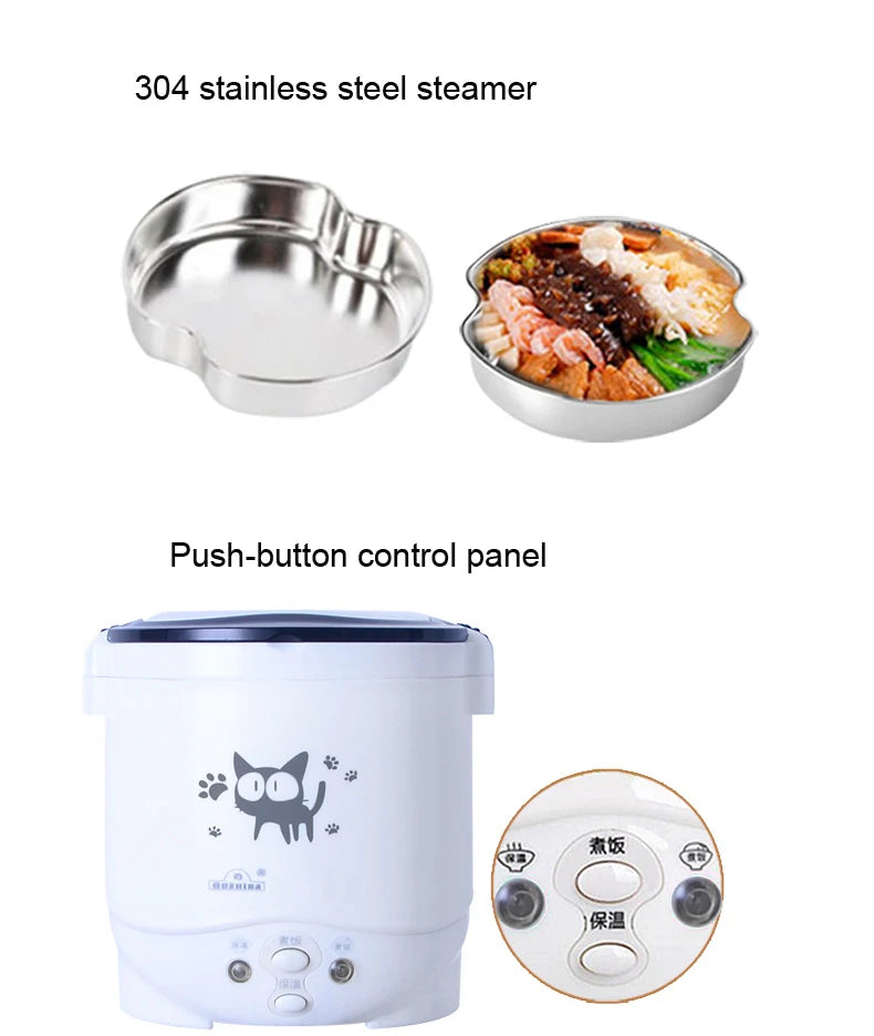 2L Electric Rice Cooker for Car Truck Home 12V/24V Multicooker Soup Porridge Food Steamer Lunch Box