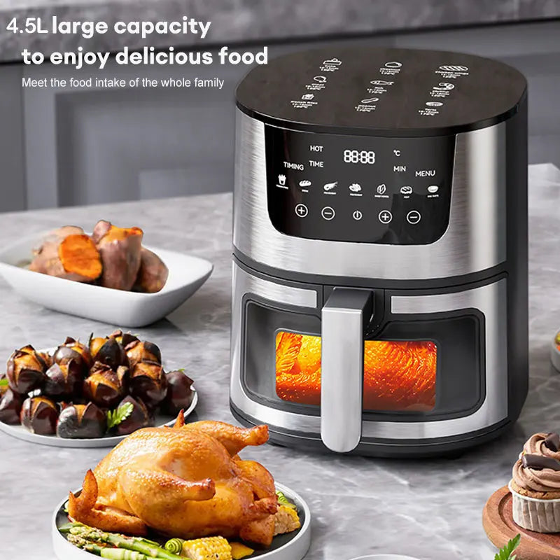 1250W Oil Free Air Fryer Oven LED Touch Panel Air Fryer Air Fryer Toaster Oven Combo with Presets Roast, Bake, Broil and Air Fry