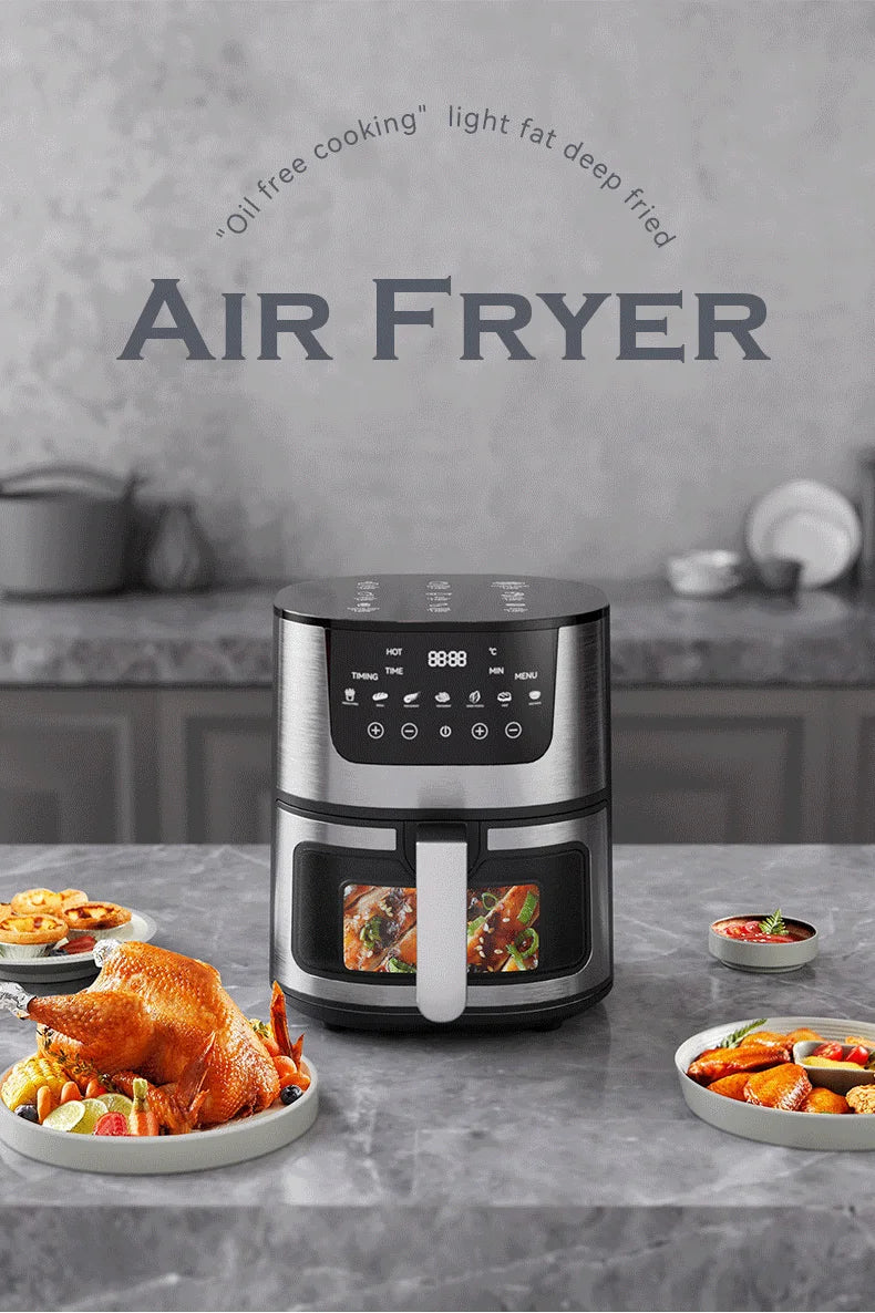 1250W Oil Free Air Fryer Oven LED Touch Panel Air Fryer Air Fryer Toaster Oven Combo with Presets Roast, Bake, Broil and Air Fry
