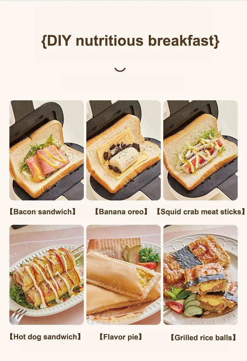 550W Multifunction Hot Pressed Sandwich Machine Home Fast Breakfast Machine Mini Panini Non-stick Double Sides Heating Toaster