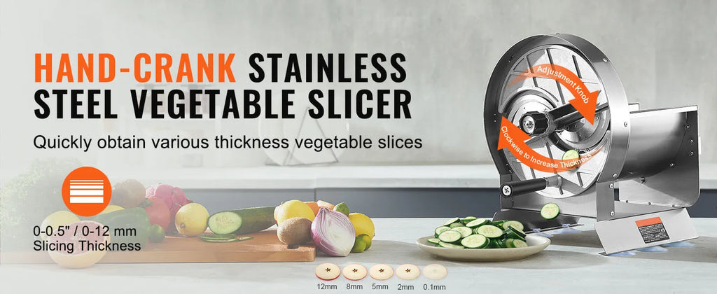 SucceBuy Manual Vegetable Fruit Slicer 0-0.5"/0-12mm Thickness Adjustable Commercial Slicer Machine Food Cutter Slicing Machine