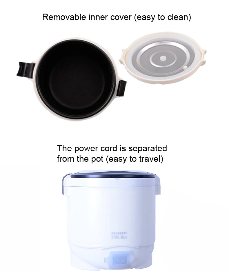 2L Electric Rice Cooker for Car Truck Home 12V/24V Multicooker Soup Porridge Food Steamer Lunch Box