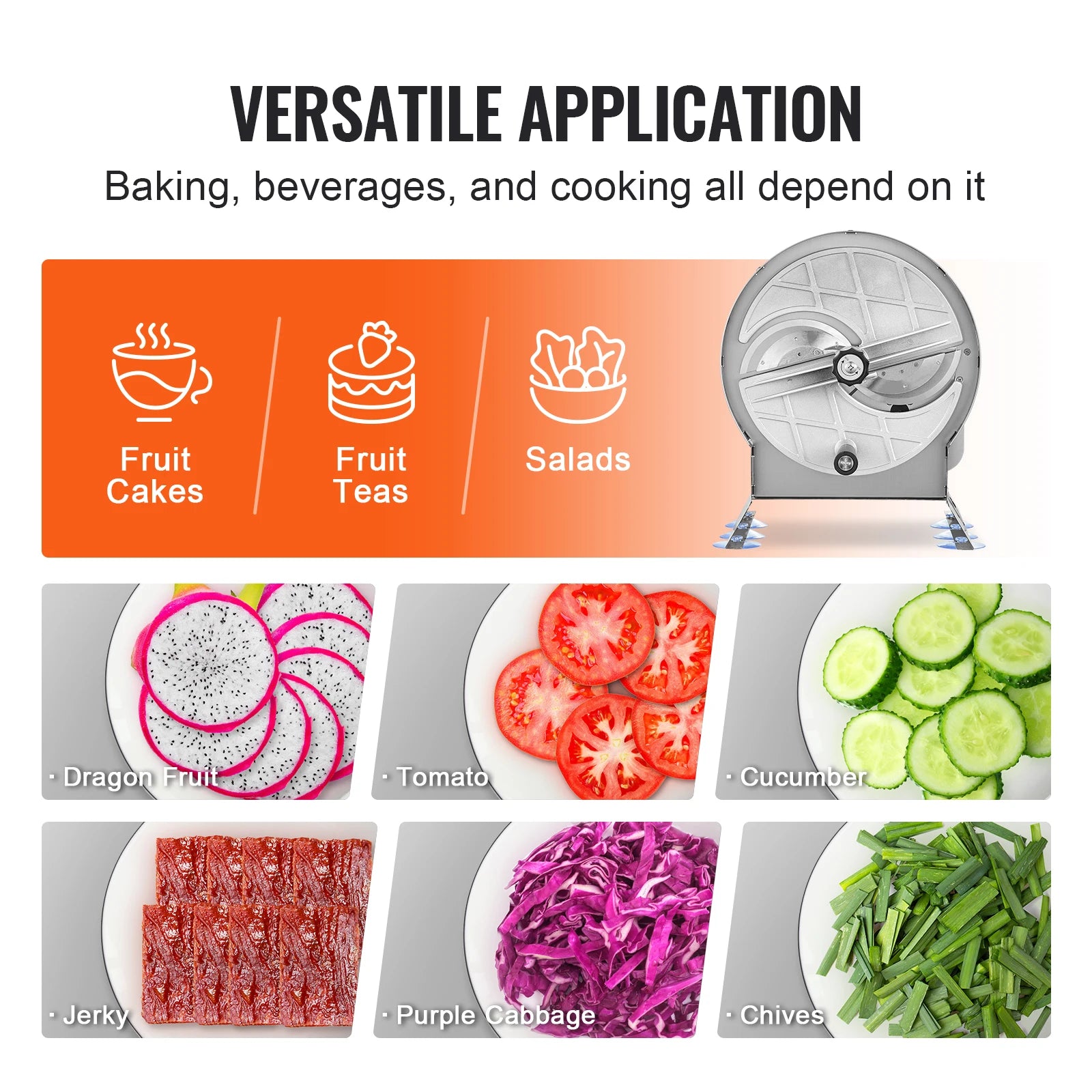 SucceBuy Manual Vegetable Fruit Slicer 0-0.5"/0-12mm Thickness Adjustable Commercial Slicer Machine Food Cutter Slicing Machine