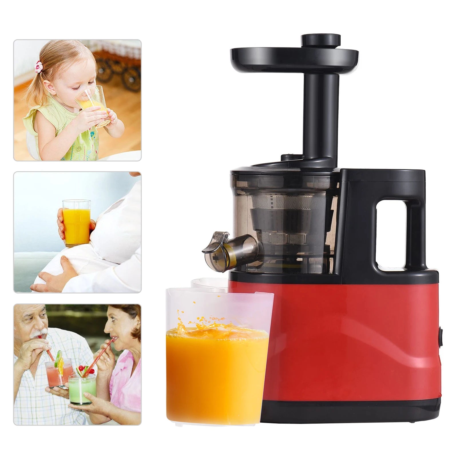 Juicer Machines Slow Masticating Juicer Extractor Cold Press Juicer with Two Speed Modes Easy to Clean Brush Quiet Motor EU Plug