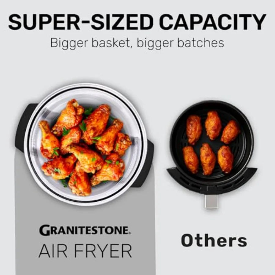 16Qt Large Glass Air Fryer Non Toxic Family Sized Halogen Oven Cooker with 3 Cooking Sections Stainless Steel Racks for French