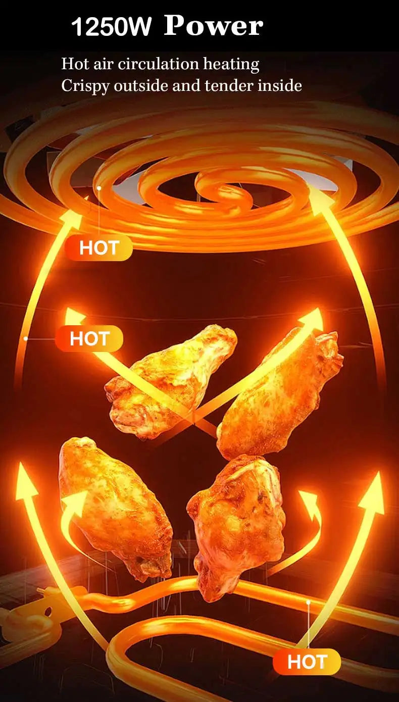 1250W Oil Free Air Fryer Oven LED Touch Panel Air Fryer Air Fryer Toaster Oven Combo with Presets Roast, Bake, Broil and Air Fry