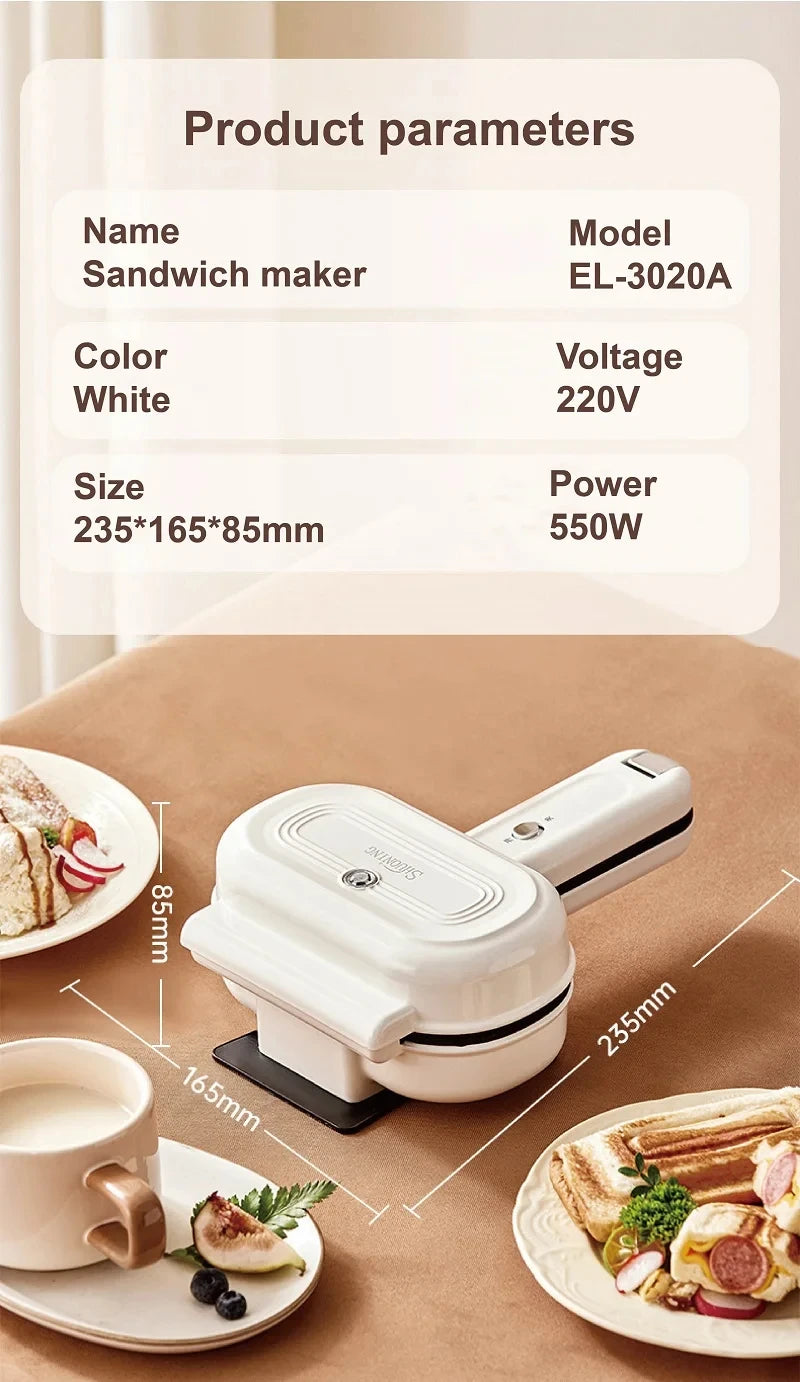 550W Multifunction Hot Pressed Sandwich Machine Home Fast Breakfast Machine Mini Panini Non-stick Double Sides Heating Toaster