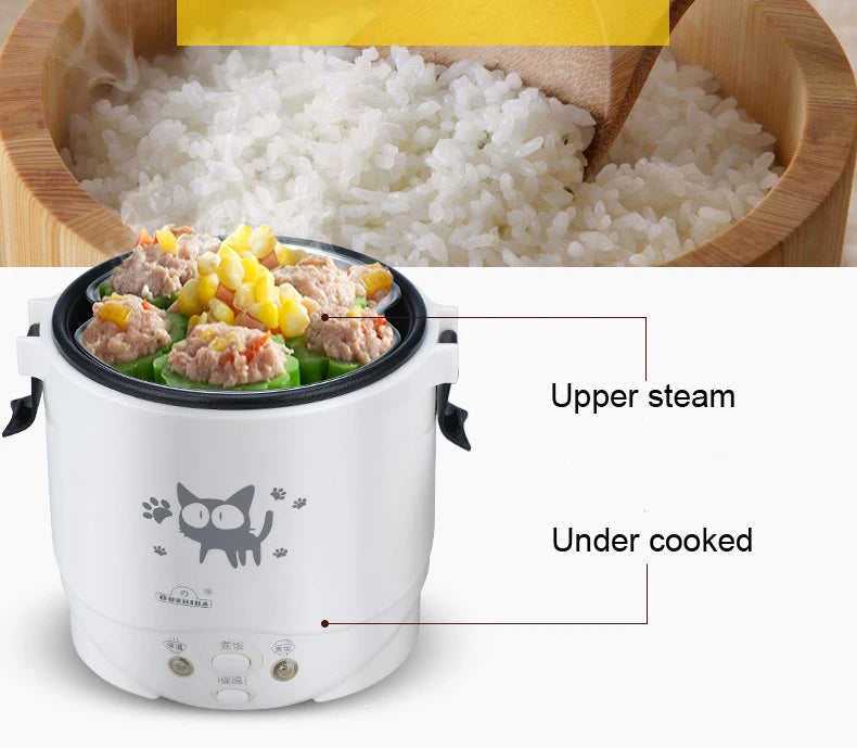 2L Electric Rice Cooker for Car Truck Home 12V/24V Multicooker Soup Porridge Food Steamer Lunch Box