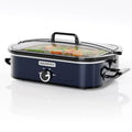 4-Quart Slow Cooker with Casserole Manual Warm Setting Blue Kitchen Small Appliance for Family Dinners Dishwasher Safe Crock