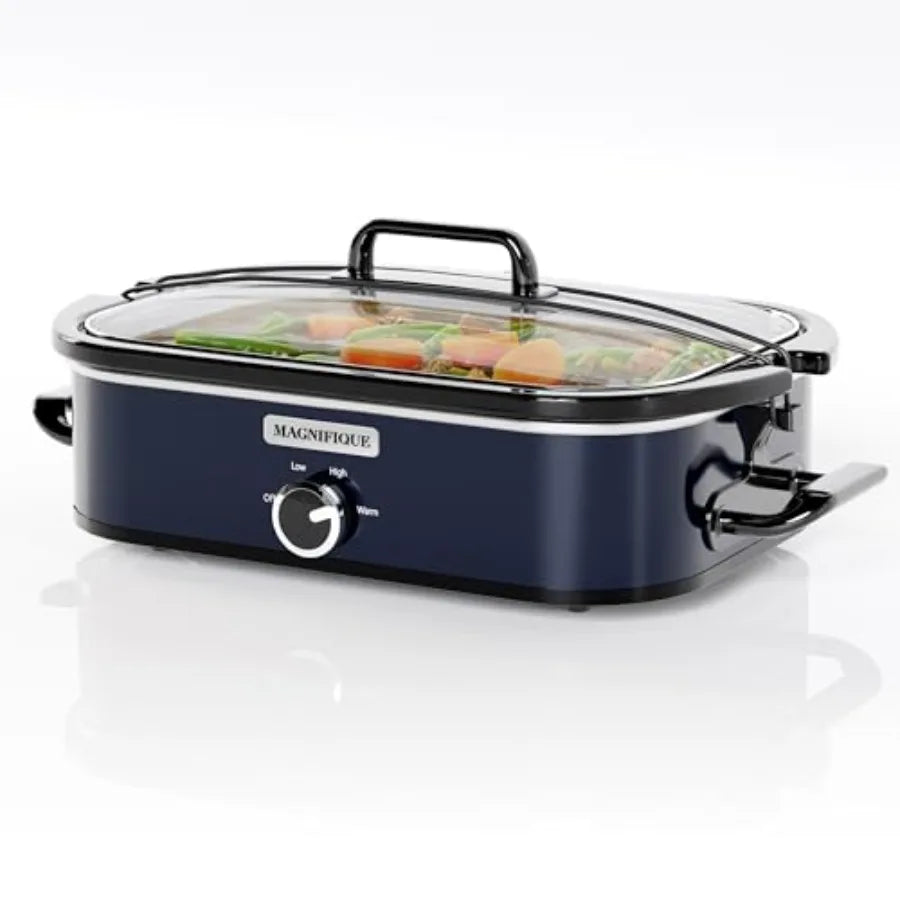 4-Quart Slow Cooker with Casserole Manual Warm Setting Blue Kitchen Small Appliance for Family Dinners Dishwasher Safe Crock