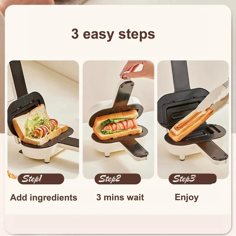 550W Multifunction Hot Pressed Sandwich Machine Home Fast Breakfast Machine Mini Panini Non-stick Double Sides Heating Toaster