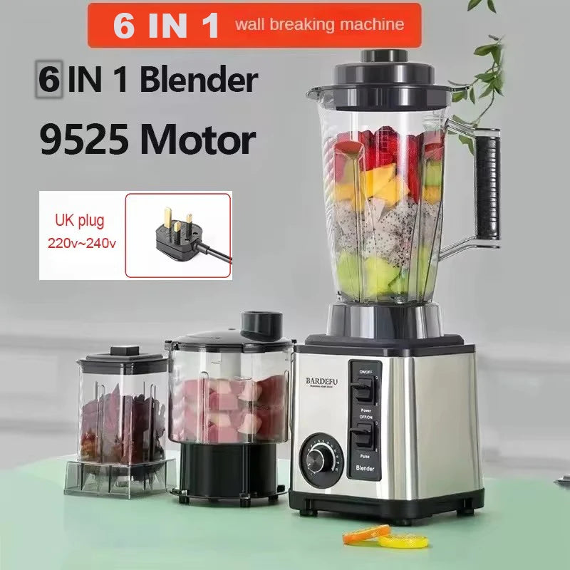 220V- 3L 6 in 1 Blender Stainless Steel Large Capacity Cut Vegetables and Shreds Icebreaker Salad Grinder Meat Grinder Juicer